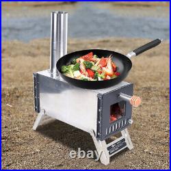 Hot Tent Stove Jack Wood Burning Portable with Vent Pipe Camping Fire Kit Winter