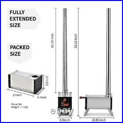 Hot Tent Stove Jack Wood Burning Portable with Vent Pipe Camping Fire Kit Winter