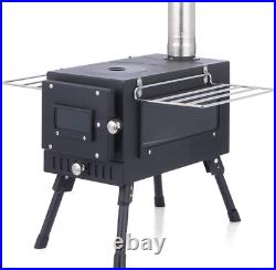 Hot Tent Stove, Large Side Window, Winter Wood Burning Stove for Heating Cooki