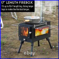 Hot Tent Stove, Large Side Window, Winter Wood Burning Stove for Heating Cooking
