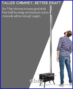Hot Tent Stove, Large Side Window, Winter Wood Burning Stove for Heating Cooking