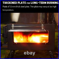 Hot Tent Stove, Large Side Window, Winter Wood Burning Stove for Heating Cooking
