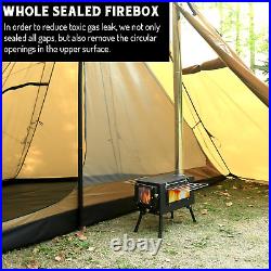 Hot Tent Stove, Large Side Window, Winter Wood Burning Stove for Heating Cooking