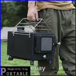 Hot Tent Stove, Large Side Window, Winter Wood Burning Stove for Heating Cooking