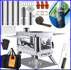 Hot Tent Stove, Outdoor Portable Wood Burning Stove with Chimney Pipe Anti-Scald Hot Tent Stove, Outdoor Portable Wood Burning Stove with Chimney Pipe Anti-Scald