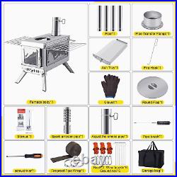 Hot Tent Stove, Outdoor Portable Wood Burning Stove with Chimney Pipe Anti-Scald Hot Tent Stove, Outdoor Portable Wood Burning Stove with Chimney Pipe Anti-Scald