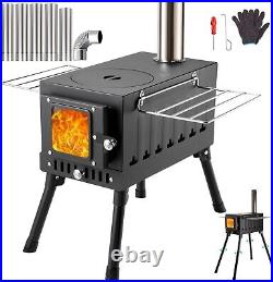 Hot Tent Stove Wood Burning Portable Camping Hiking Heater WithVent Pipe Kit titan