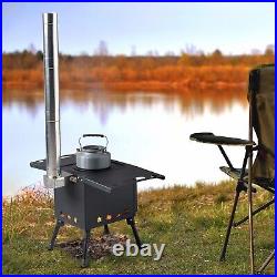 Hot Tent Stove Wood Burning Portable Camping Hiking Heater With Vent Pipe Kit