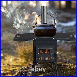 Hot Tent Stove Wood Burning Portable Camping Hiking Heater With Vent Pipe Kit