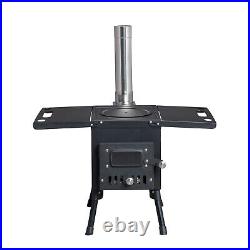 Hot Tent Stove Wood Burning Portable Camping Hiking Heater With Vent Pipe Kit