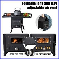 Hot Tent Stove Wood Burning Portable Camping Hiking Heater With Vent Pipe Kit