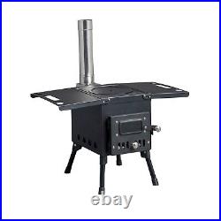 Hot Tent Stove Wood Burning Portable Camping Hiking Heater With Vent Pipe Kit