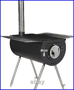 Hot Tent US Stove Jack Wood Burning Portable With 7 Vent Pipes Camping Fire Kit