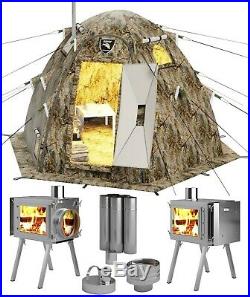 Hot Tent with Wood Burning Stove for 4 Season Outfitter Arctic Hiking Camp