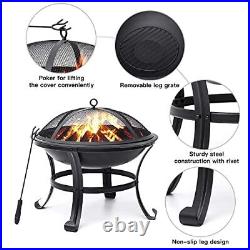 IMEISH Wood Burning Fire Pit Stove Firepit Heater with Poker for Outdoor Camp