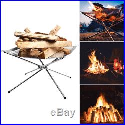 IPRee Folding Camp Stove Fire Frame Stand Wood Burning Grill Stainless Steel Rac