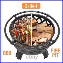 KINGSO 30inch BBQ Grill Fire Pits Outdoor Wood Burning Fire Pit Stove Garden Pat