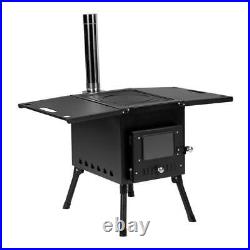 Karl home Wood Burning Steel Stove With Chimney For Camping Hiking Picnic Black