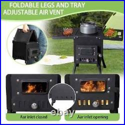 Karl home Wood Burning Steel Stove With Chimney Tube+Foldable Legs 22W Black Karl home Wood Burning Steel Stove With Chimney Tube+Foldable Legs 22W Black