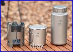 Keith Titanium Ti3070 Nesting Camp Set Plastic-Free Bottle, Mug & Wood Stove Keith Titanium Ti3070 Nesting Camp Set Plastic-Free Bottle, Mug & Wood Stove