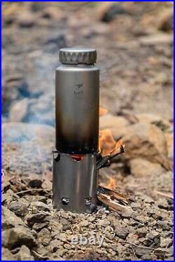 Keith Titanium Ti3070 Nesting Camp Set Plastic-Free Bottle, Mug & Wood Stove Keith Titanium Ti3070 Nesting Camp Set Plastic-Free Bottle, Mug & Wood Stove
