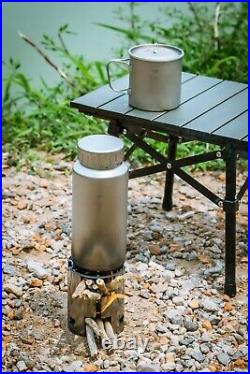 Keith Titanium Ti3070 Nesting Camp Set Plastic-Free Bottle, Mug & Wood Stove Keith Titanium Ti3070 Nesting Camp Set Plastic-Free Bottle, Mug & Wood Stove