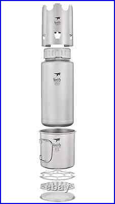 Keith Titanium Ti3070 Nesting Camp Set Plastic-Free Bottle, Mug & Wood Stove Keith Titanium Ti3070 Nesting Camp Set Plastic-Free Bottle, Mug & Wood Stove
