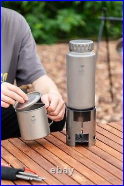 Keith Titanium Ti3070 Nesting Camp Set Plastic-Free Bottle, Mug & Wood Stove Keith Titanium Ti3070 Nesting Camp Set Plastic-Free Bottle, Mug & Wood Stove