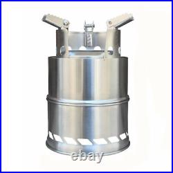 (L)Camping Stove Foldable Stainless Steel Wood Burning Stove Portable Backp ZK