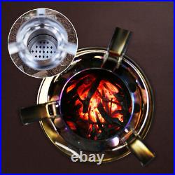 (L)Camping Stove Foldable Stainless Steel Wood Burning Stove Portable Backp ZK