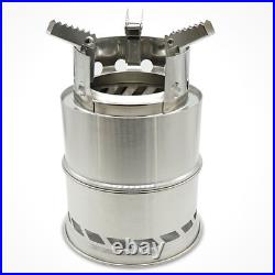 (L)Camping Stove Foldable Stainless Steel Wood Burning Stove Portable Backp ZK