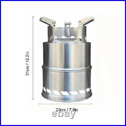 (L)Camping Stove Foldable Stainless Steel Wood Burning Stove Portable Backp ZK