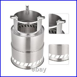 (L)Camping Stove Foldable Stainless Steel Wood Burning Stove Portable Backp ZK