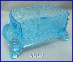 L. G. Wright Ice Blue Flat Top Stove & Iron Lidded Candy Trinket Butter Dish NR