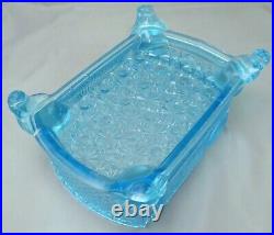 L. G. Wright Ice Blue Flat Top Stove & Iron Lidded Candy Trinket Butter Dish NR