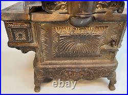 Large Antique Miniature Metal Cast 6-Burner Wood Burning Stove withOven