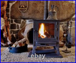 Large Fireplace, Wood Burning Stove with Cast Iron Grate, Living Room Warming