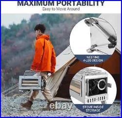 Large Portable Fire Wood Stove with Window Pipe, Tent Heater, Outdoor BBQ Large Portable Fire Wood Stove with Window Pipe, Tent Heater, Outdoor BBQ
