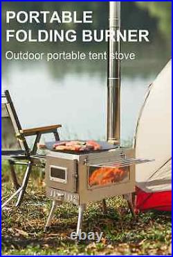Large Portable Fire Wood Stove with Window Pipe, Tent Heater, Outdoor BBQ Large Portable Fire Wood Stove with Window Pipe, Tent Heater, Outdoor BBQ