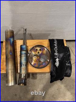 LiteOutdoors large and small titanium stove and chimney