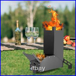 Lixada Outdoor Collapsible Wood Burning Stainless Steel Rocket Stove A1Q6