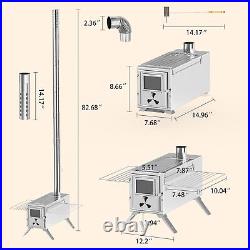 MOPHOTO Camping Wood Stove with Chimney, Stainless Steel Wood Stove for Tent MOPHOTO Camping Wood Stove with Chimney, Stainless Steel Wood Stove for Tent