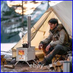 MOPHOTO Camping Wood Stove with Chimney, Stainless Steel Wood Stove for Tent MOPHOTO Camping Wood Stove with Chimney, Stainless Steel Wood Stove for Tent