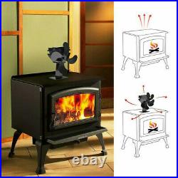 Mini Stove Fan Black Burning Fire WoodBurning Thermometer Eco-Friendly