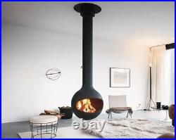 Modern Black wood burning ceiling Biota Orb Fireplace Heater