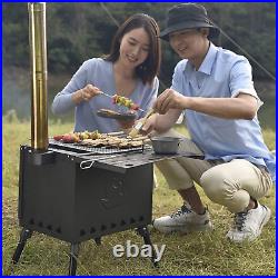 Multifunction Camping Tent Stoves, Portable Cast Iron Camp Outdoor Wood Burning