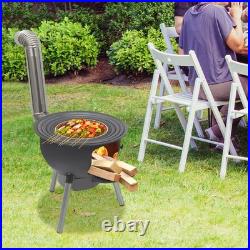 Multifunction Wood Burning Stove with Grill Rack, Black Camping Wood Stove