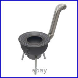 Multifunction Wood Burning Stove with Grill Rack, Black Camping Wood Stove