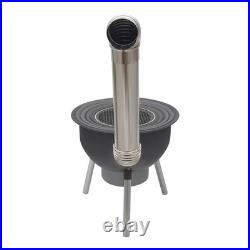 Multifunction Wood Burning Stove with Grill Rack, Black Camping Wood Stove