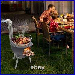 Multifunction Wood Burning Stove with Grill Rack, Black Camping Wood Stove